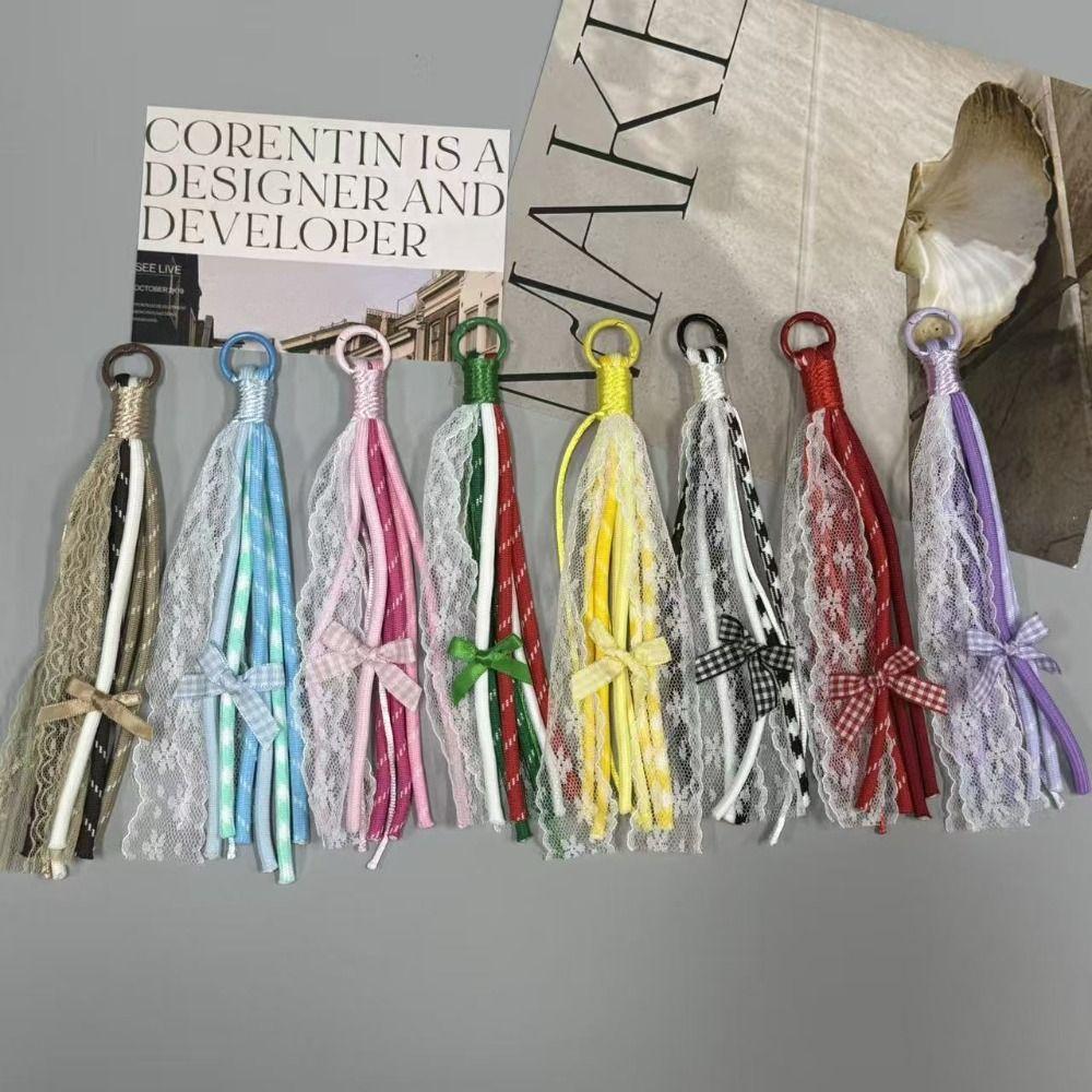 2Pcs Colorful Design Braided Keychain Multi-Purpose Phone Chain Decoration For DIY Craft