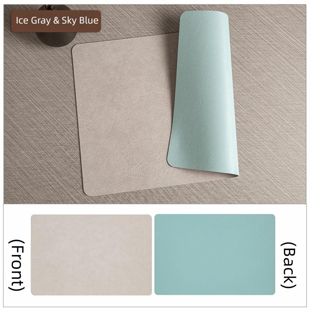 Faux Leather Table Placemats Double-Sides Square Dining Table Mat Waterproof Heat Resistant Table Place Mats For Kitchen Dining