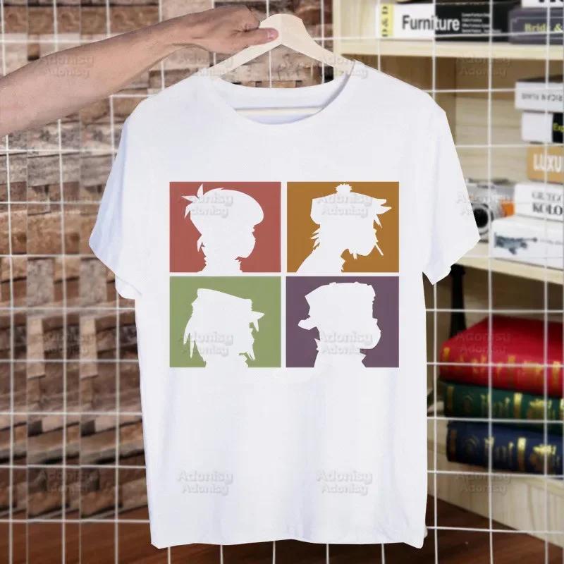 Gorillaz Rock Modern Music Graffiti T Shirt Men Retro Washed Tops Tees Harajuku Tshirt Streetwear Hip Hop Male T-shirts