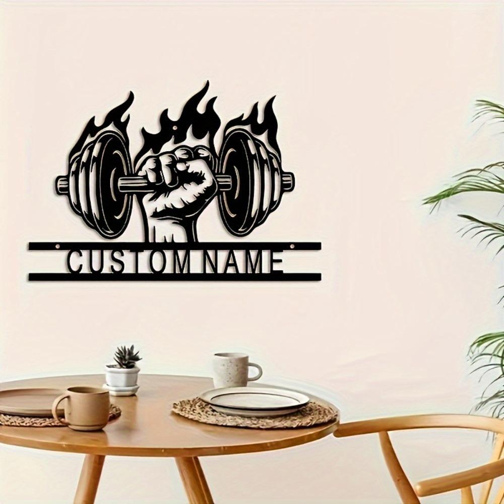 Metal Name Sign Wall Art Gym Decor for Men