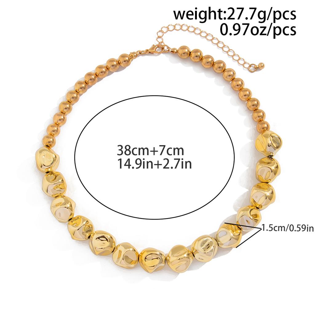 PuRui Vintage Gold Color Smooth Curved Neck Necklace for Women Elegant CCB Beads Necklace Bangle Banquet Zircon Aesthetic Gift