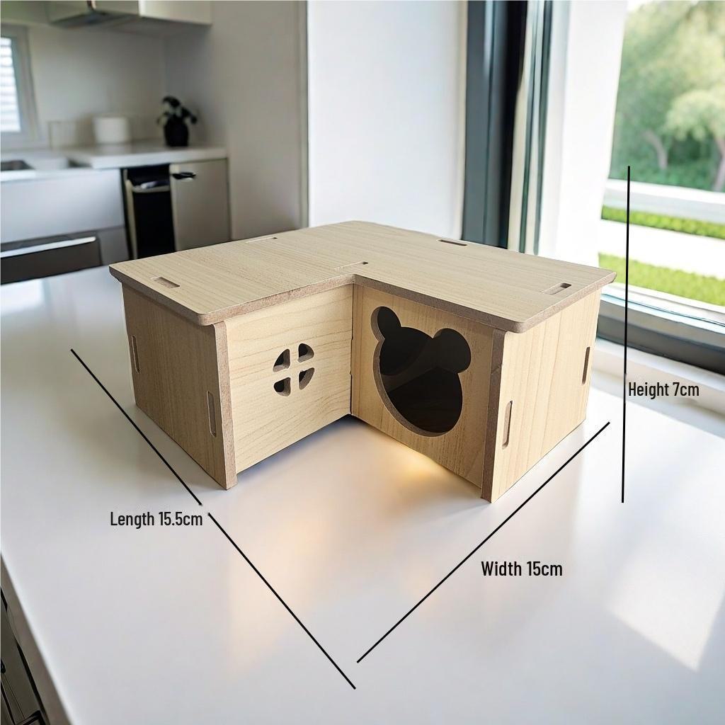 Golden Bear Hamsterversteck aus Holz – Dreireihige Tintenfischkäfig-Villa