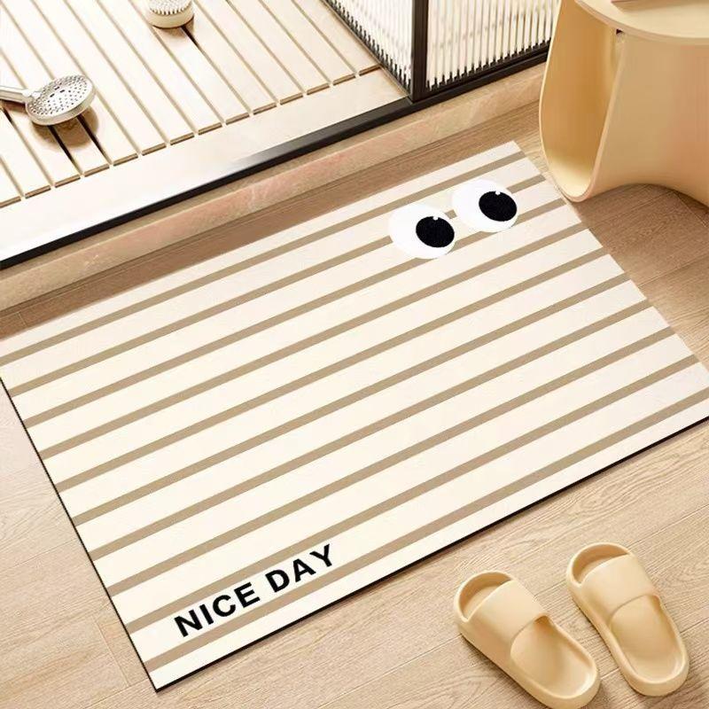 Simple Bathroom Floor Mat Painted Dopamine Toilet Bathroom Door Floor Mat Diatom Mud Water Absorption Quick Drying Foot Mat