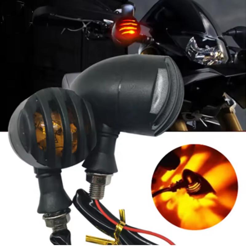 2/4 PCS Motorcycle Plastic Retro Grill Bullet Flasher Amber Turn Signal Indicator Light Lamp For Kawasaki Harley Honda
