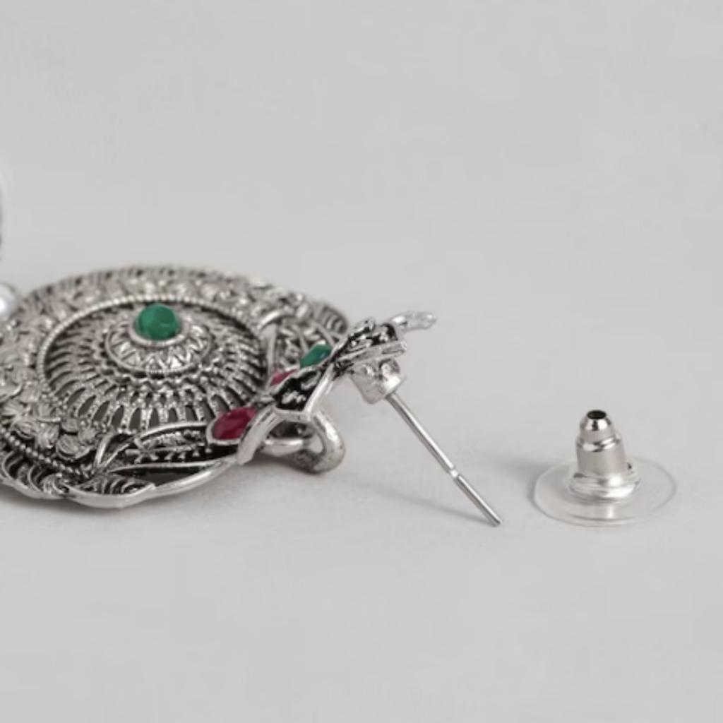 Cercei polonezi din argint oxidat, bijuterii cu perle de argint, cercei lucrati manual, cercei moda pentru femei