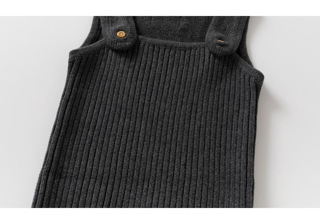 2025 Autumn/Winter Unisex Baby Wool Knit Dark Grey Overalls Jumpsuit