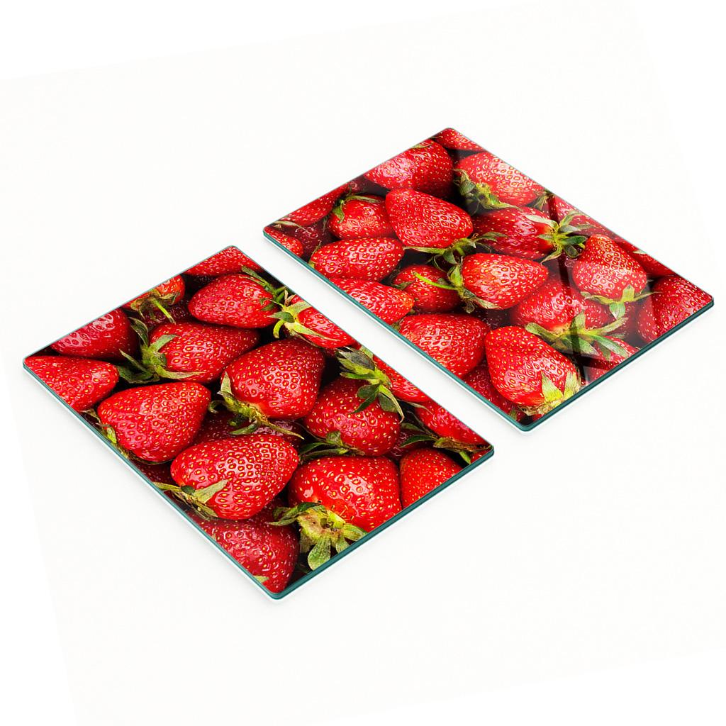 Glass Decorative Serving Boards for Snacks Strawberries 2X40X52 Cm