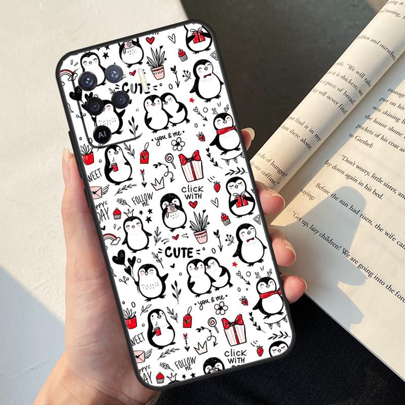 Cartoon Penguin Case For Oppo A5 Pro A15 A16 A17 A57 A77 A94 A74 A54 A76 A96 A40 A60 A80 A18 A38 A58 A78 A98