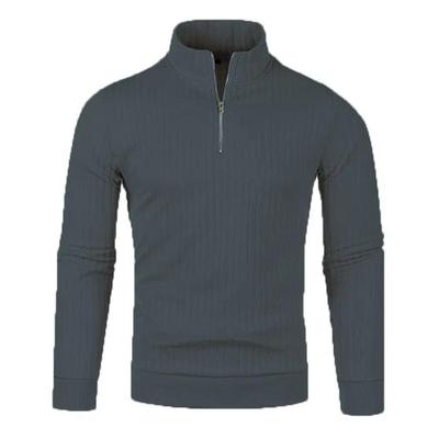 Pulls à col semi-haut pour hommes, zippés, tricotés, vintage pour hommes, automne, amples, décontractés, à manches longues, couleur unie, pull polyvalent