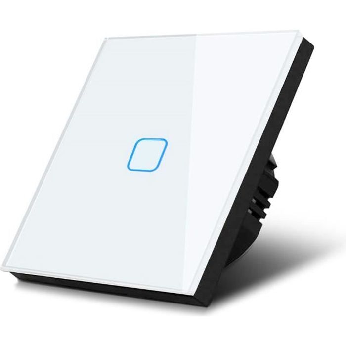 Interrupteur d'éclairage - Maclean - Tactile LED - Verre blanc - 1000W - 86x86 mm