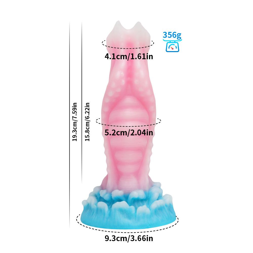 Mixed Color Glow in The Dark Dog Dildo Alien Simulation Penis Fake Penis Male and Female Flirting Masturbator Sex Toy