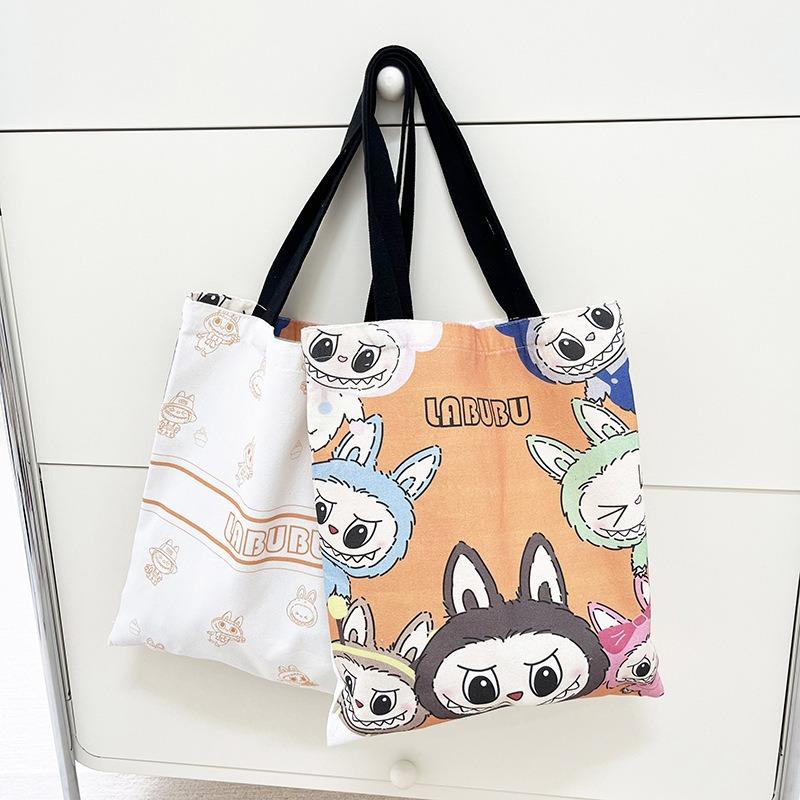 Cartoon Canvas Bag Girl Cute Hand Canvas Bag Going Out Versatile Hand Satchel Tote Bag