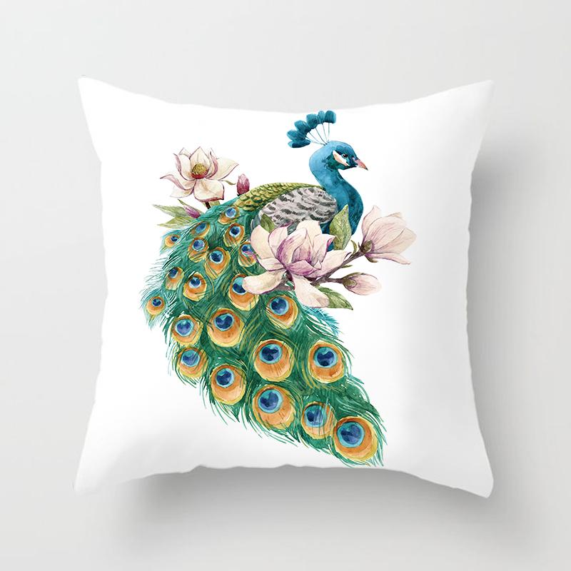 Peacock Print Pillow Decoration Home Car Sofa Cushion Cover Bed Animal