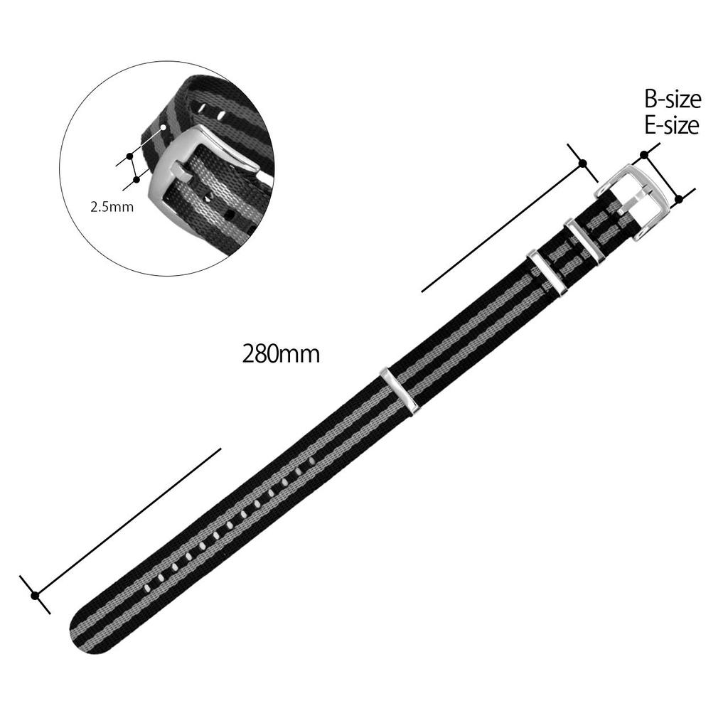 CASSIS Nylon Watch Strap TYPE NATO with Replacement X1126CS1997018 LX, 18mm, Gray/Yellow, Tool,