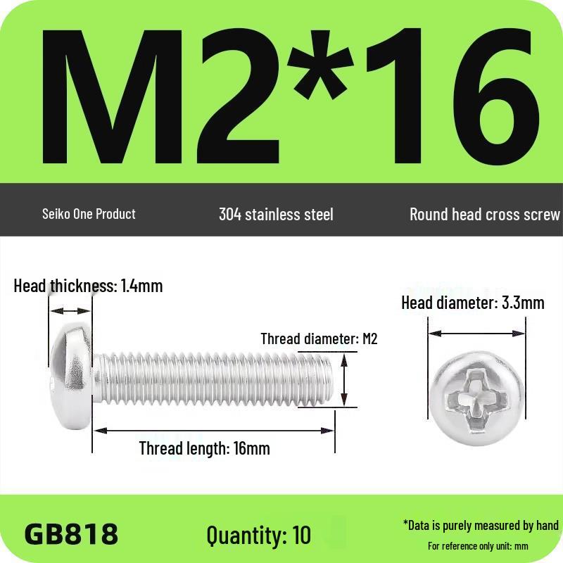 Phillips Pan Head Machine Screws, 304 Stainless Steel, Sizes M1-M10