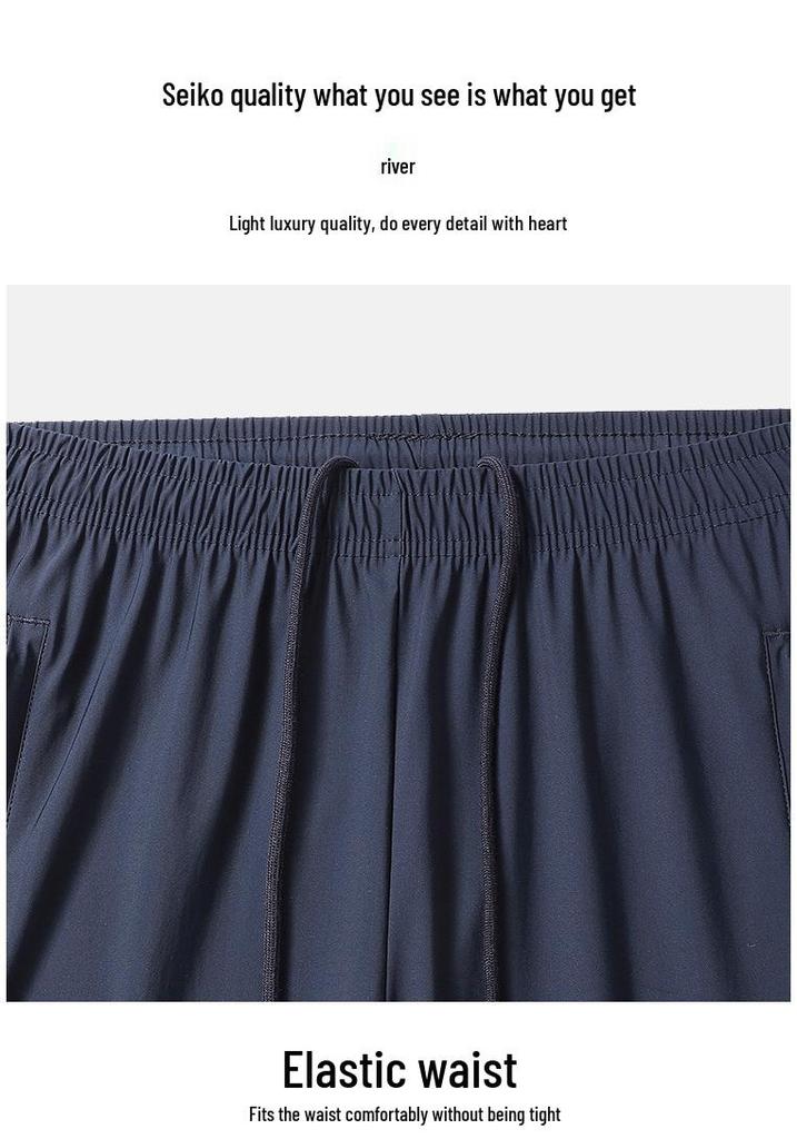 Navy Blue Ultra-Thin School Uniform Pants with Two White Stripes for Students