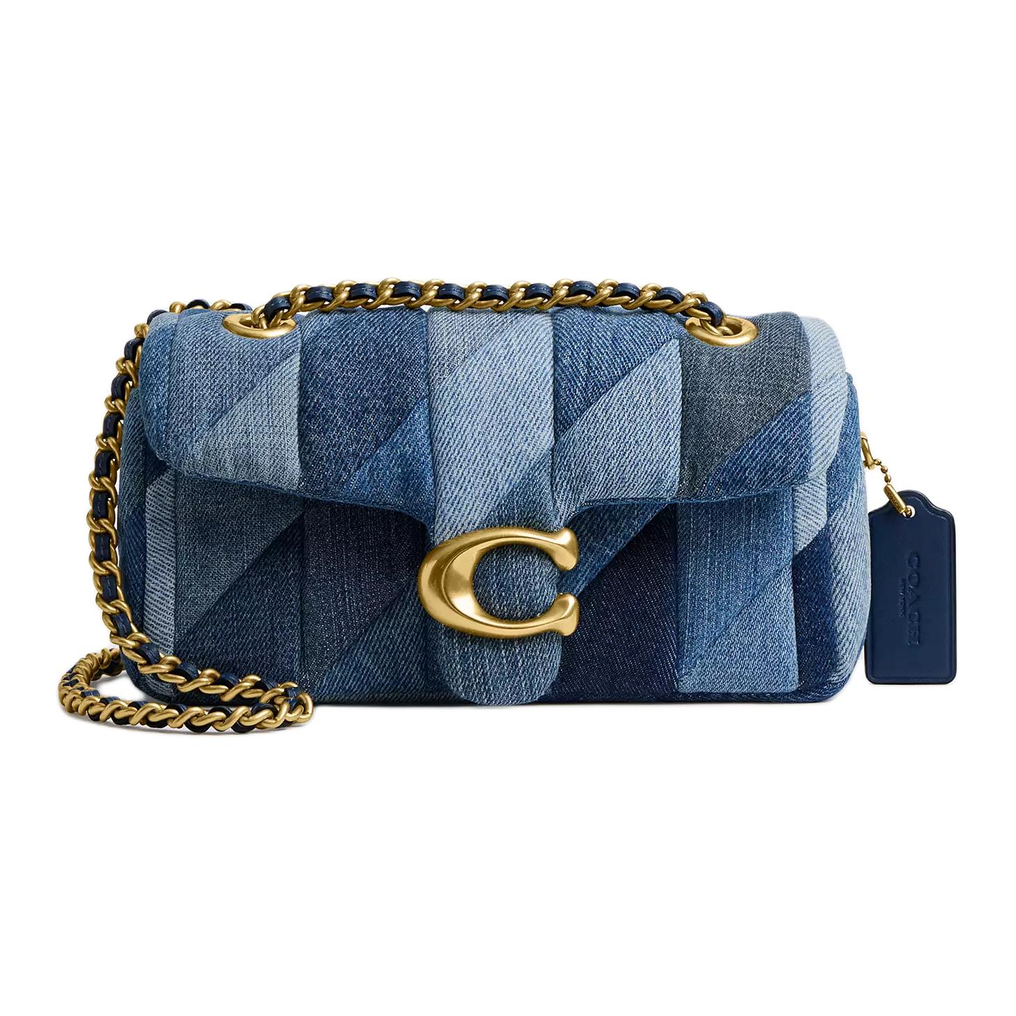 

Coach Tabby 20 Patchwork Quilted Detail Denim And Napa Leather Shoulder Bag Small Women Shoulder Bag Denim-Blue CAM93-B4EI Basic Set (Bag+Dust Bag)