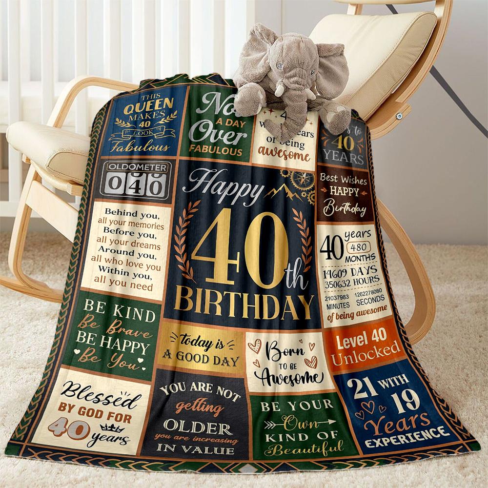40th Birthday Celebration Quotes Blanket Warmthful Decor Great for Picnics Bed Office All-Season Use Warmthful Decor
