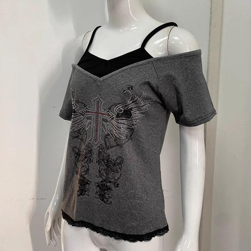 European and American Summer Geometric Pattern Printed Women's T-shirt