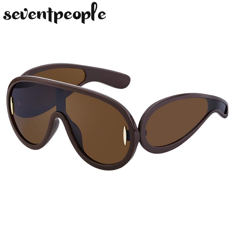 Luxury Brand Wave Mask Sunglasses Women New Fashion One-Piece Sun Glasses For Men Oversized Oval Sunglass Trending Products