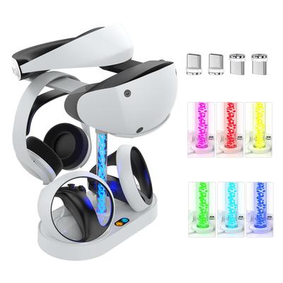 Do kontrolera PS VR2 Dual Controller Magnetyczna podstawa ładująca ze wskaźnikiem świetlnym Stacja ładująca ze światłem RGB Stojak na zestaw słuchawkowy VR