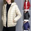 Women Fall Winter Coat Padded Hooded Thick Long Sleeve Warm Solid Color