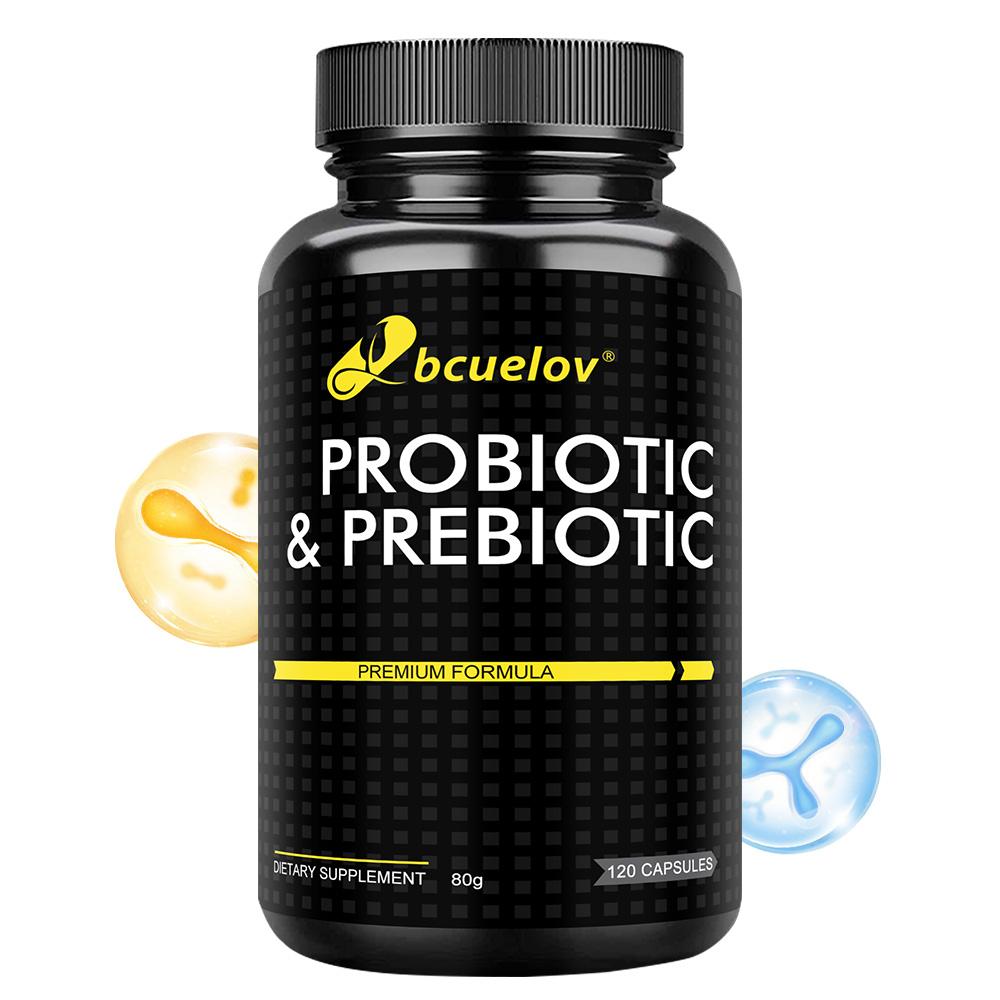 Probiotic and prebiotic capsules, each containing 4.4 billion CFU of live bacteria, 120 capsules.