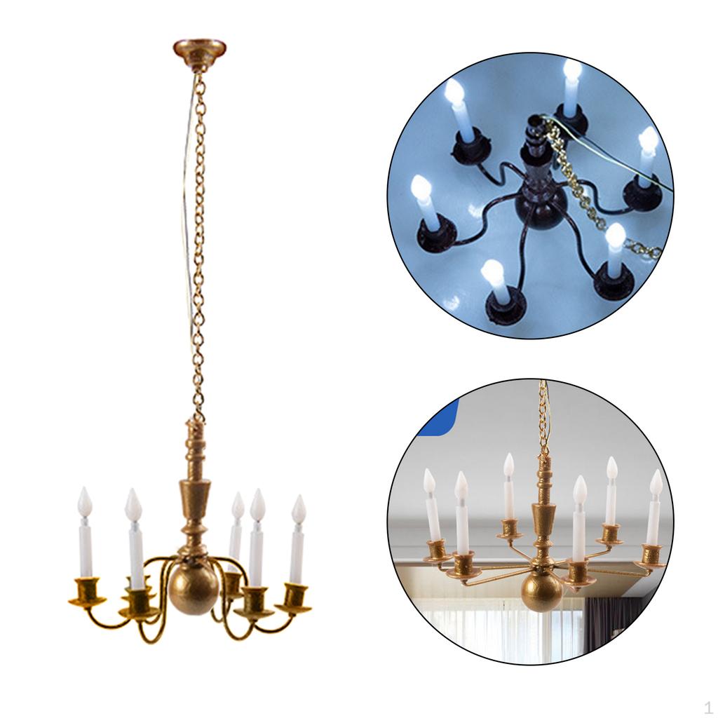 1:87 HO Scale Ceiling Pendant Light 6 Lights Hanging Chandelier 3 Architecture Model