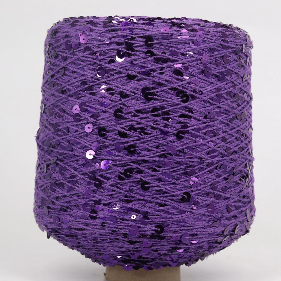 Hand-Knitted Bright Cotton Yarn with Sequins, 3MM+6MM, Combed and Fancy