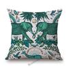 Tropical Plant Elephant Animal Pattern Home Decoration Cotton Linen Sofa Seat Cushion Cover