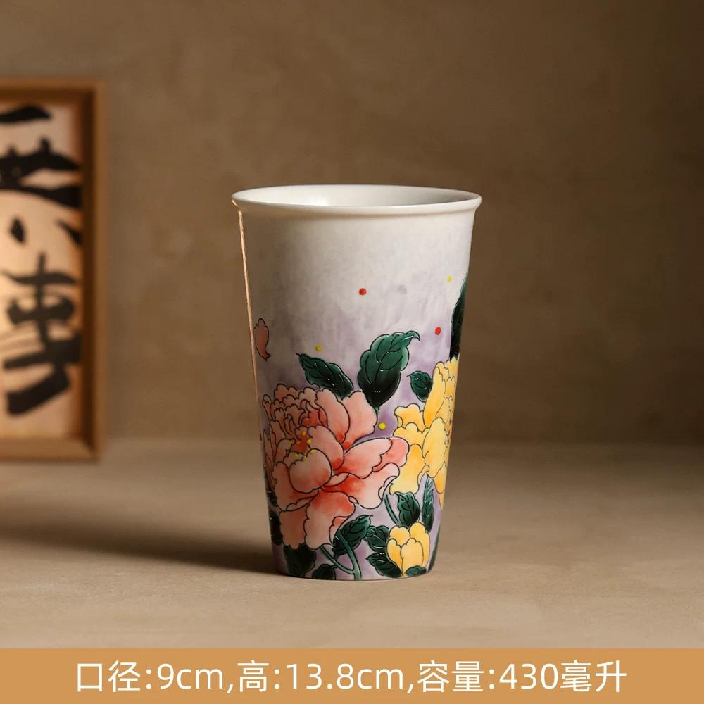 Vintage Hand-Painted Ceramic Mug, Retro Floral Coffee Cup, Handmade Art Teacup for Home Office