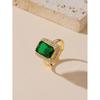 Green Color Square Crystal Stone Jewelry Set Classic Fashion Retro Earrings Necklace Bridal Birthday Girl Gift Wedding
