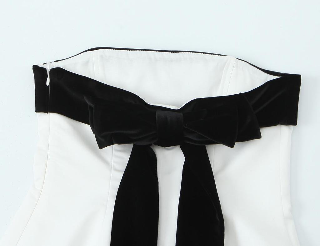 Top bandeau sexy de otoño para mujer con decoración de lazo