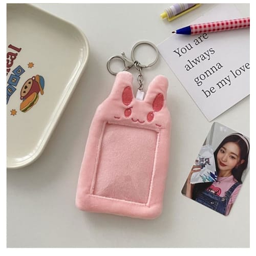 Fluffy Animal Trading Card Holder, Korean Trading Card Storage Case, Instax Case, Photo Case, Convenient Plush Toy, Fluffy Keychain, Portable, Card Ca