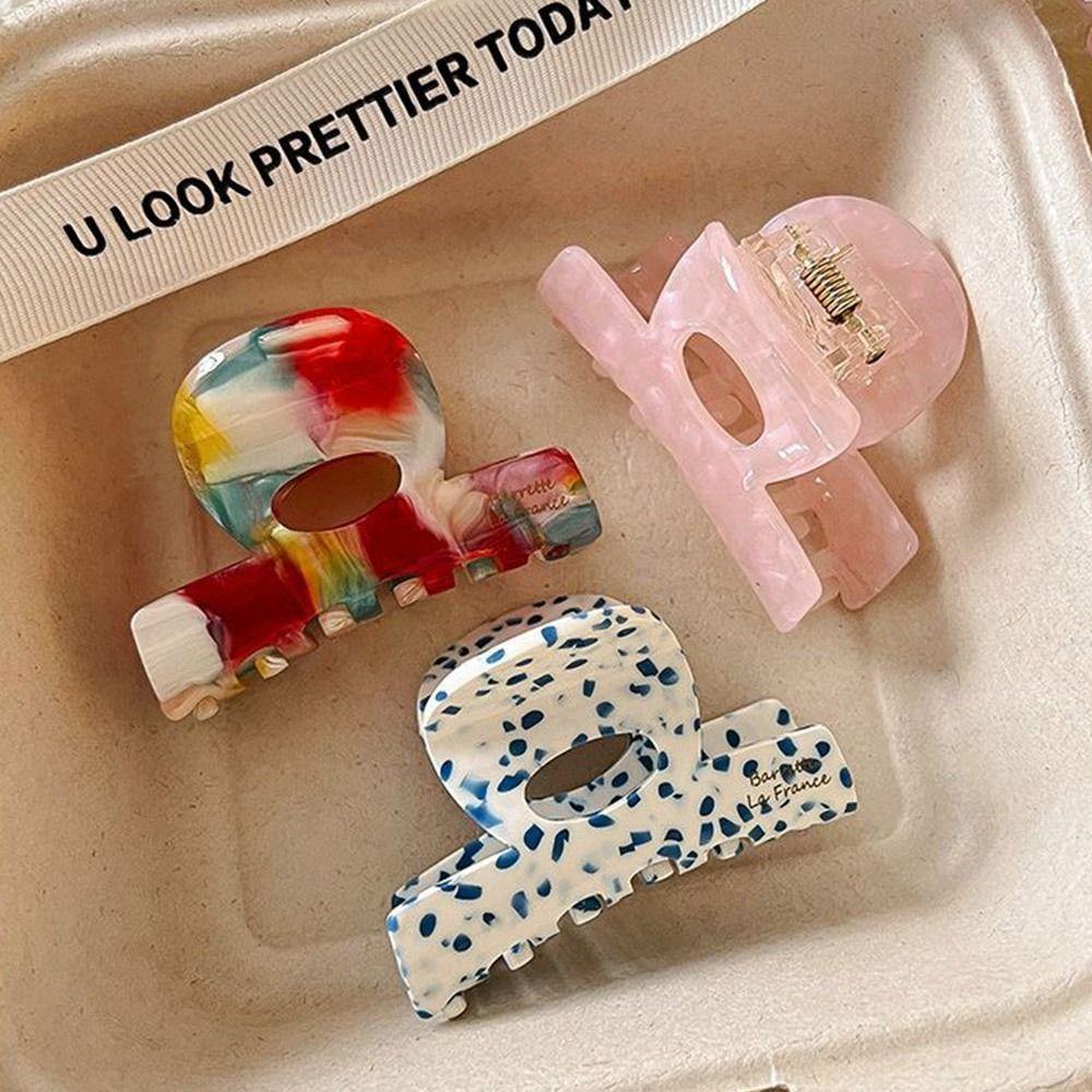 Vintage French Hair Claw Clip Small Elegant Ponytail Holder Sweet Acetate Half-Updo Hairpin for Women