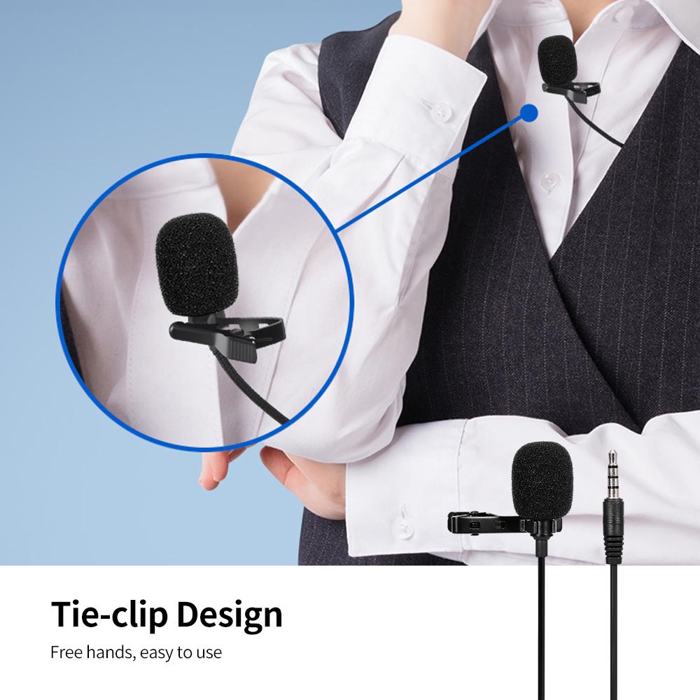 Omnidirectional Microphone 3.5mm Tie clip Microphone Mini Microphone for Computer Laptop Mobile Phone with Single 3.5mm
