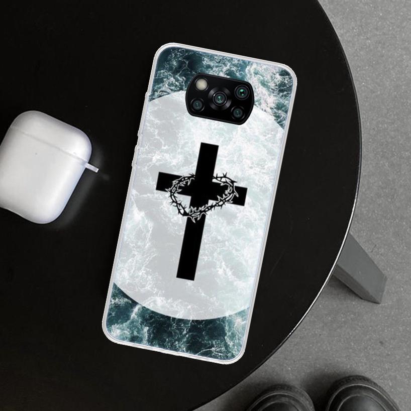 God Jesus Pray Cross Phone Case Cover for Xiaomi Poco X6 X5 X7 Pro F7 Ultra Redmi 15C 15 13C 13 12C 12 10C 10 10A 9C 9A 9T 9 Coq