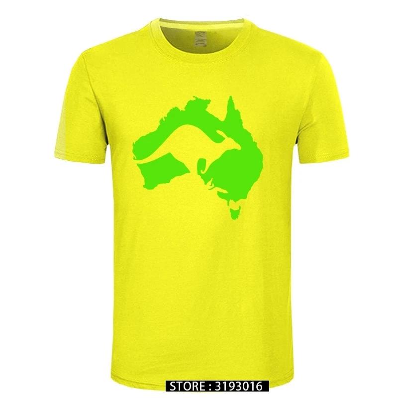 Cool Australia Map Kangaroo T Shirt Men Cotton Oneck Hip Hop Tops Harajuku Streetweaarr Australia Tshirt