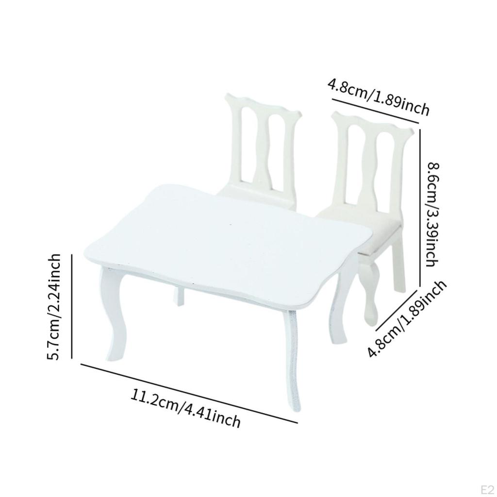 1:12 Dollhouse Table and Chair Set Hobby Crafts Role Play Games Life Scene Props Wooden Pretend
