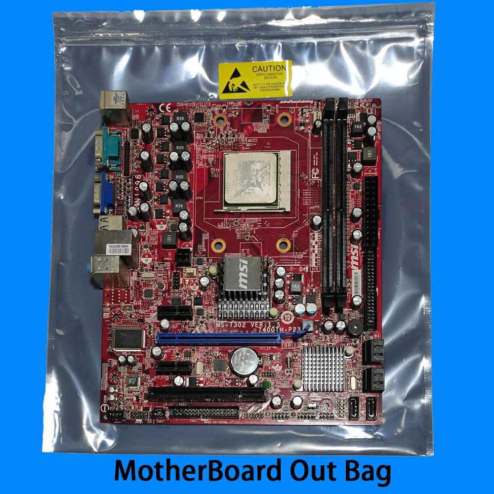 Mollytek Bag with HDD SSD Translucent Large ESD Shield Motherboard Graphic Board Antistatic Bag Anti-Static Bag, Anti-Static Zipper, Storage, Reuse,