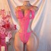 One-piece Hollow Rose Lace Transparent Sexy Lingerie Seduces Exotic Teddy Doll Jumpsuit Erotic Crotchless Sex Clothes Bodysuit