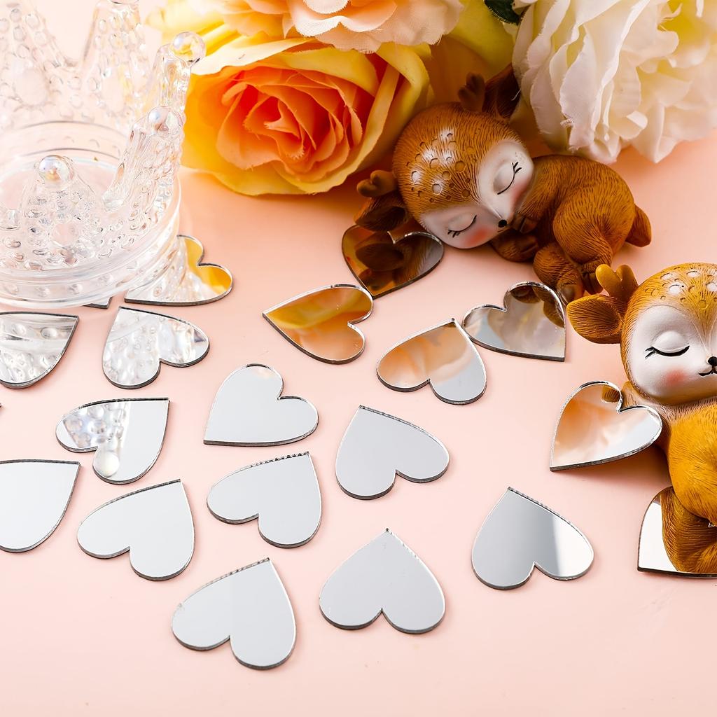 100pcs Love Acrylic Mirror Wall Stickers Decoration Bathroom Living Room Bedroom Gym Dormitory Phone Case Decoration