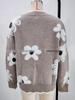 Women's Faux Mink Jacquard Lace Collar Knit Pullover Sweater for Autumn/Winter