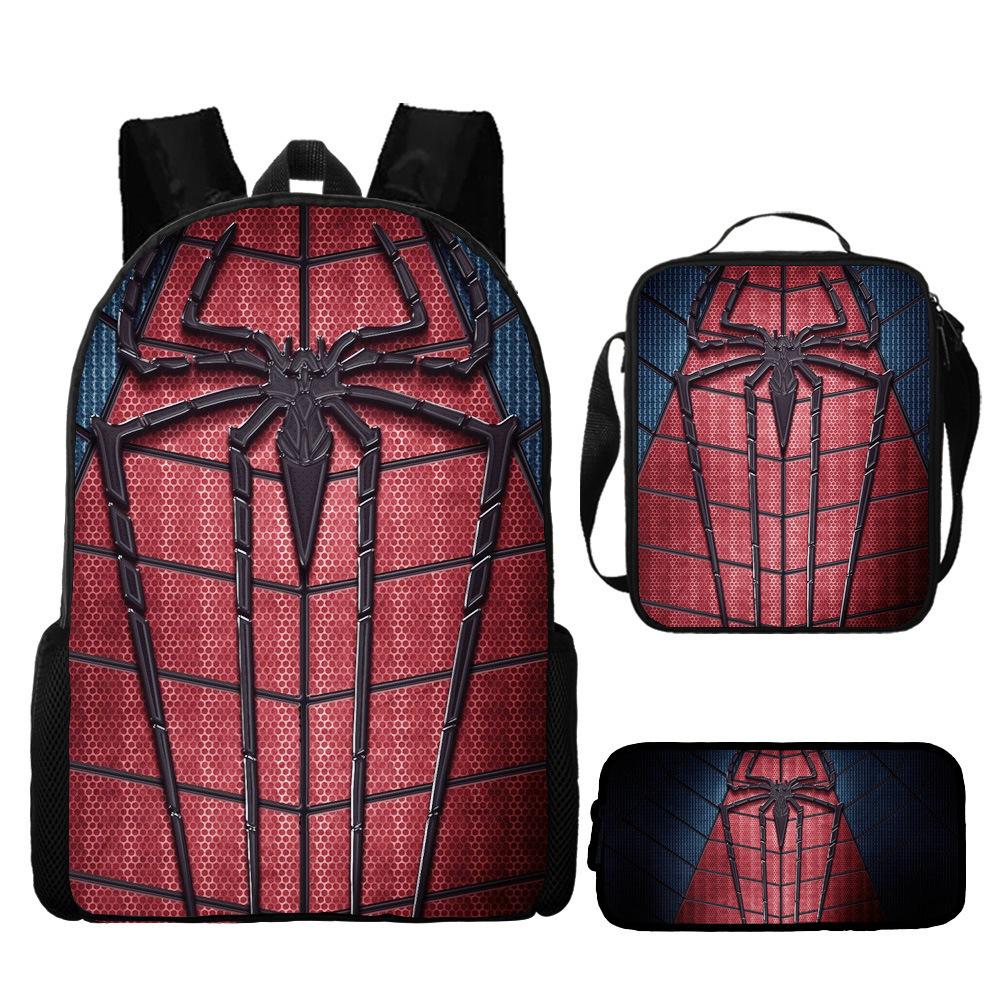 Spiderman Spiderman Student Schoolbag Backpack Satchel Pencil Case Three-Piece Set Three-piece set (backpack + satchel + pencil case)