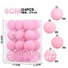 6cm Flocked Christmas Balls 24pcs Luxury Vintage Burgundy Tree Ornaments