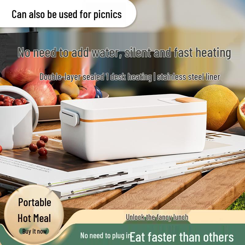Portable Rechargeable Heating & Insulation Lunch Box for Office Workers & Students - Wireless, Water-Free Bento Box