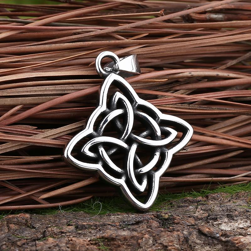 Rune Multi-Style Stainless Steel Amulet Shield Knot&Compass Pendant Necklace Men's and Women's Accessories Party Gift