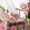 Pink Rose Flower Bouquet White Chiffon Sheer Curtains for Living Room Bedroom Home Decoration Window Voiles Tulle Drapes Curtain
