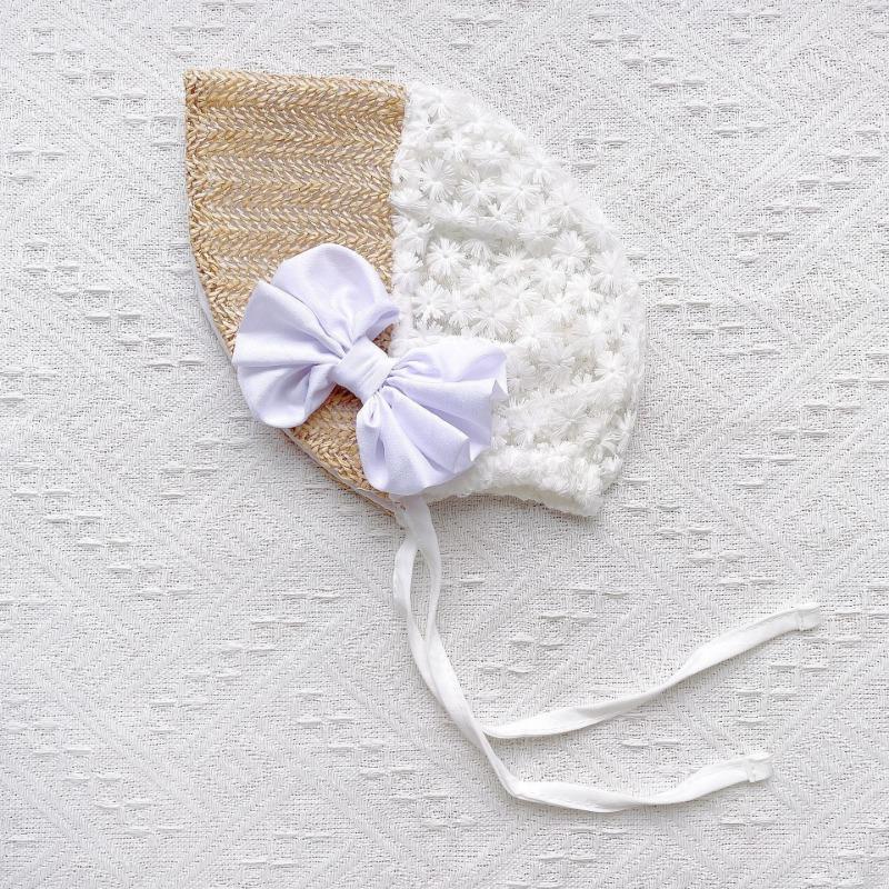 

Summer thin baby bow court style pullover hat, children s newborn sun hat, baby hat