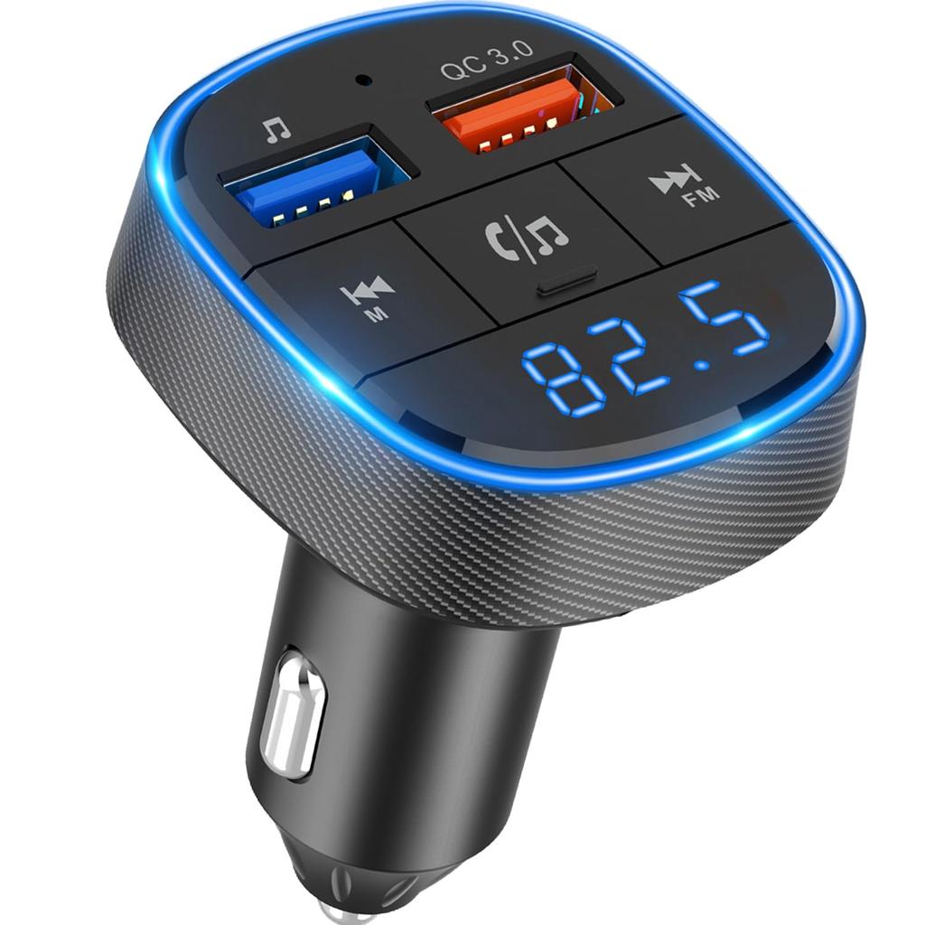 TOZATT FM vysílač, Bluetooth 5.3, Rychlé nabíjení QC3.0, Hovor handsfree, Zvuková prezentace anglického hlasu,